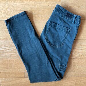 Paige Hoxton High-Rise Cargo Skinny Jeans – Olive Green, Size 28